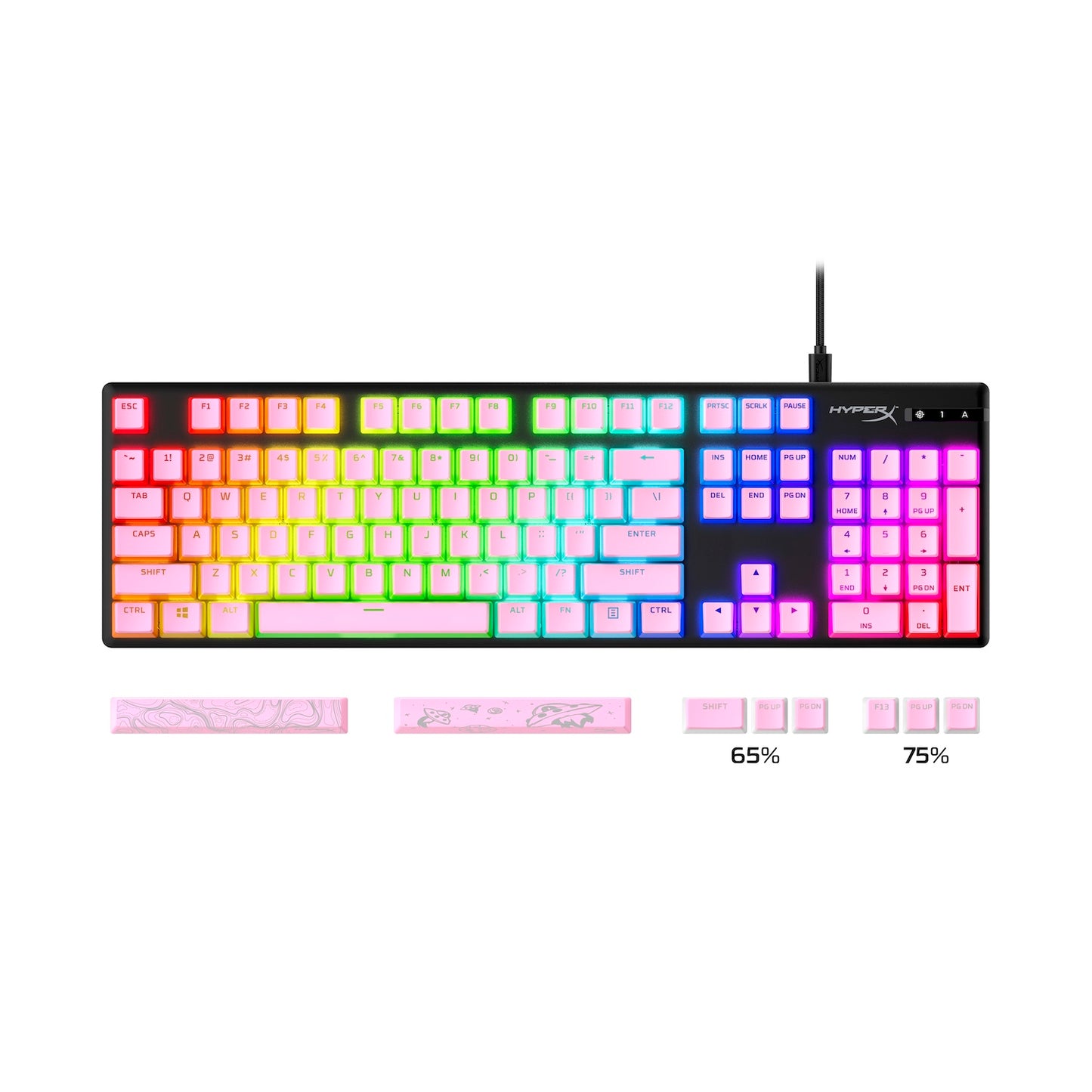 HyperX Pudding Keycaps 2 - Full Key Set - PBT - Pink (US Layout)