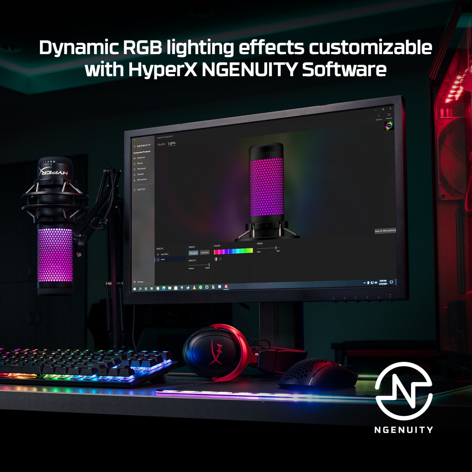 HyperX QuadCast S - USB Microphone (White-Grey) - RGB Lighting