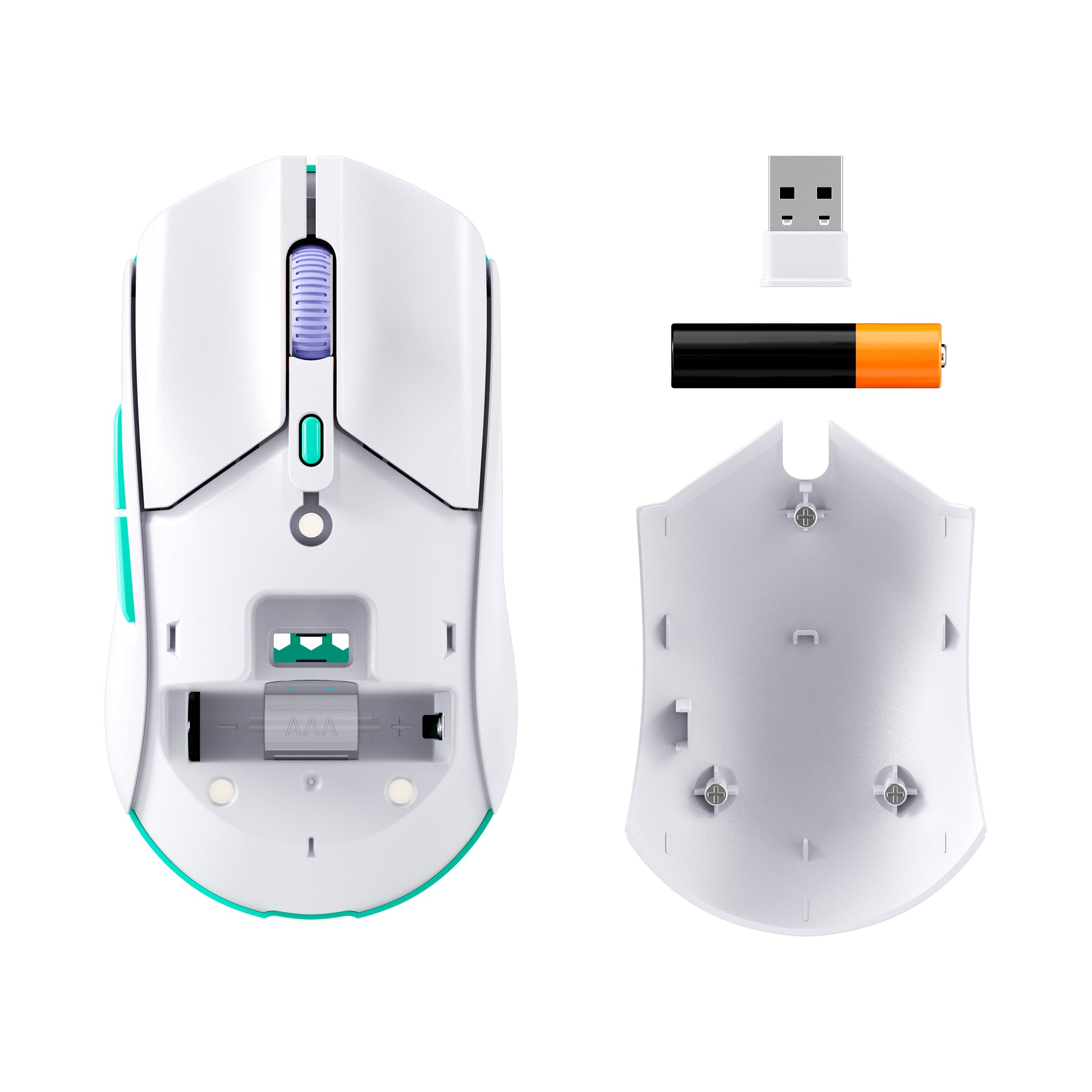 HyperX Pulsefire Haste 2 Core Wls - Gaming Mouse (Wht/Grn/Pur)