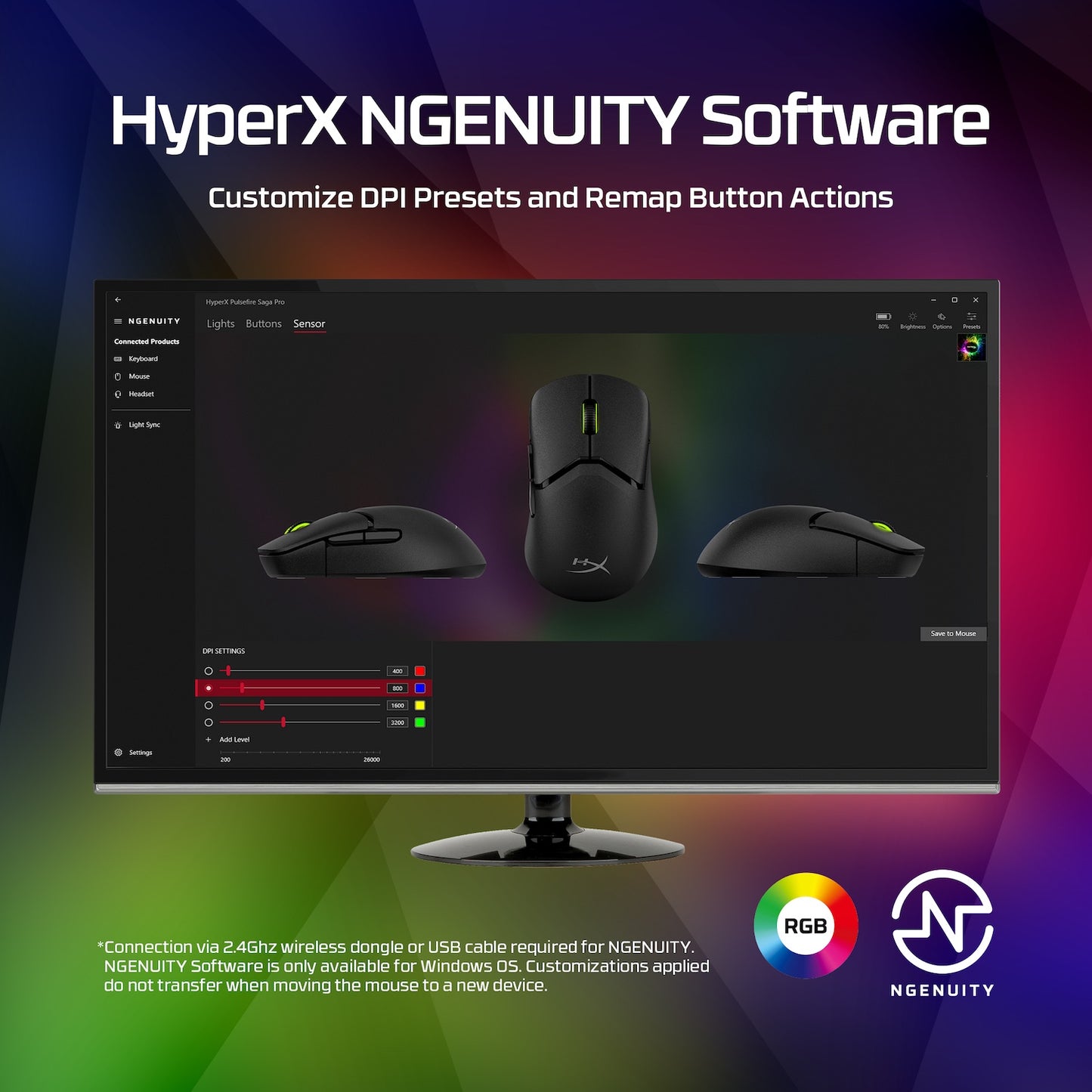 HyperX Pulsefire Saga Wireless Gaming Mouse (Black)